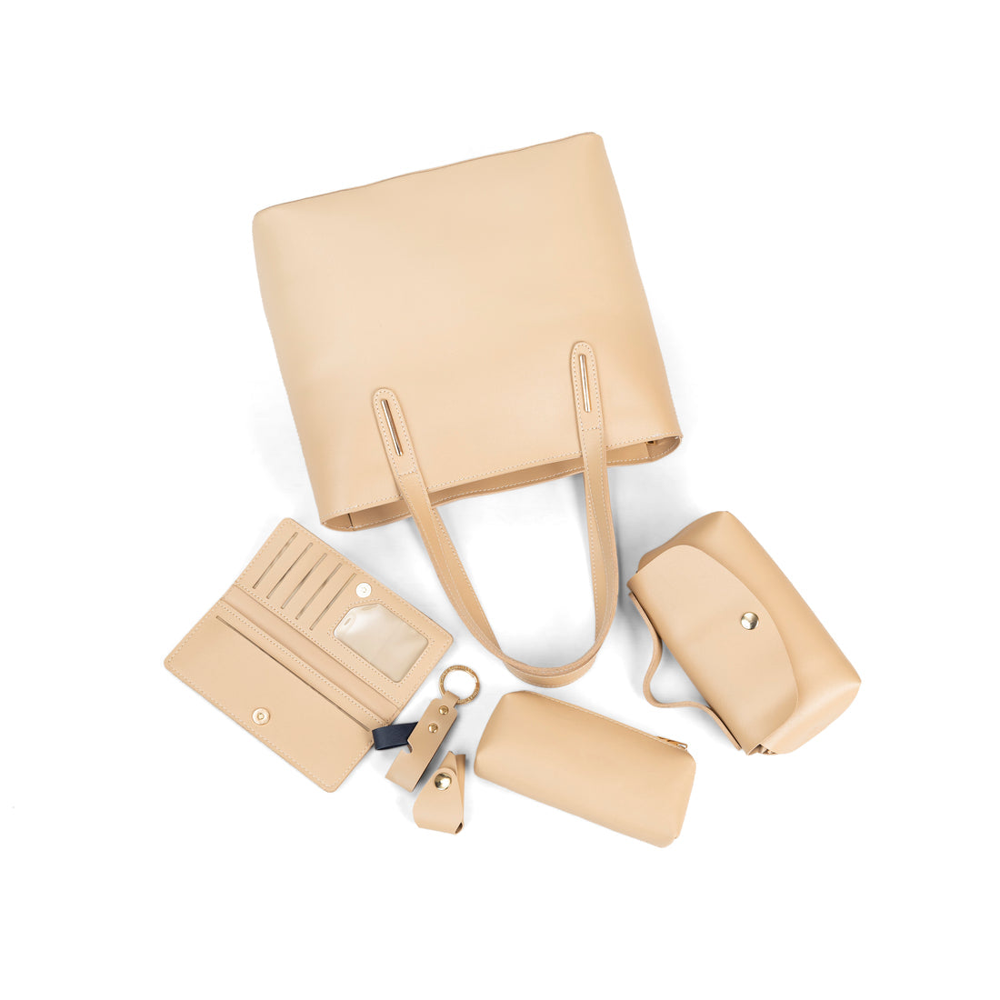 Mid Range Shoulder Bag - 6Pc - Beige